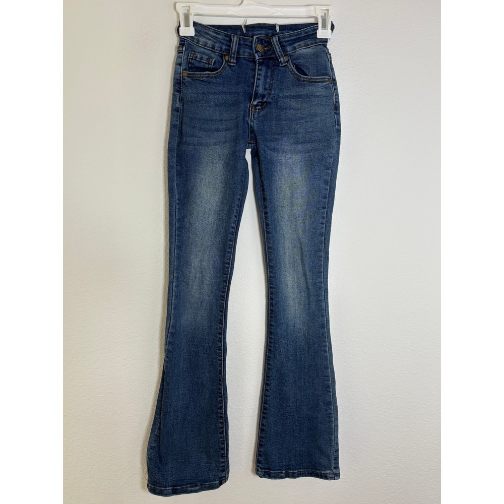 Love Soho Girls Medium Wash Flare Denim Jeans Bell Bottom Blue Slim Fit 10/12